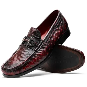 Marco Di Milano Ferrioni in Black Cherry Ostrich Bit Loafers