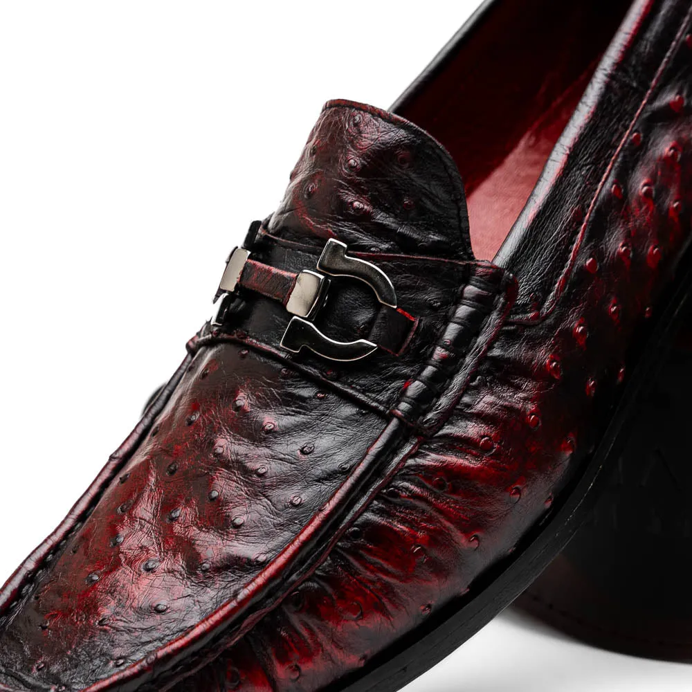 Marco Di Milano Ferrioni in Black Cherry Ostrich Bit Loafers