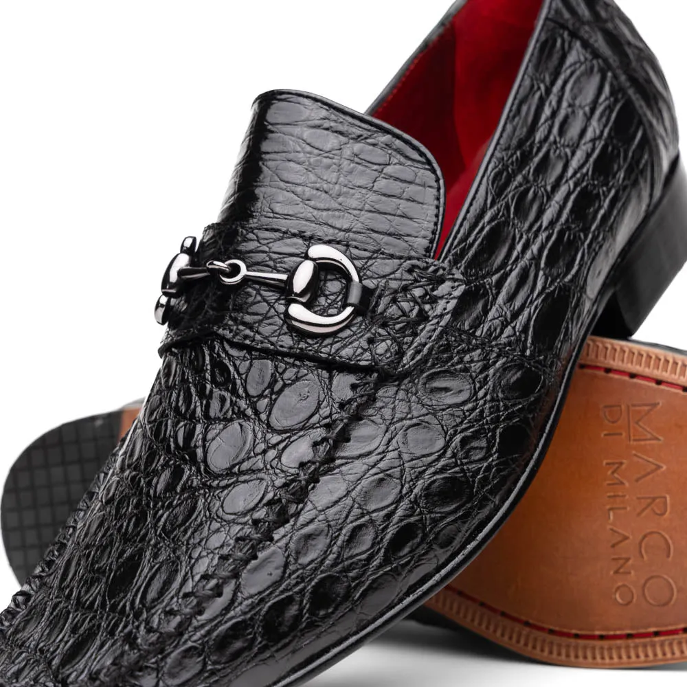 Marco Di Milano Landro in Black Caiman Loafers