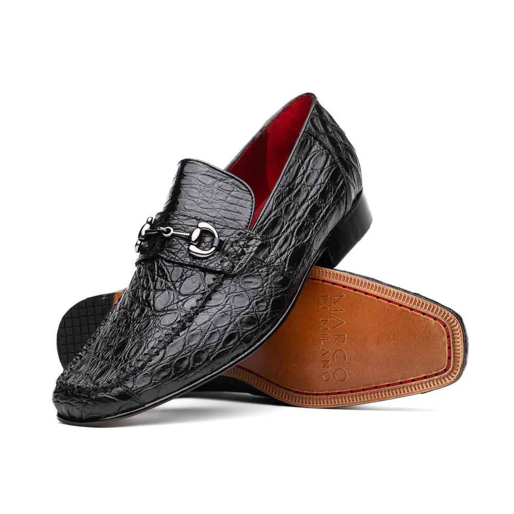 Marco Di Milano Landro in Black Caiman Loafers