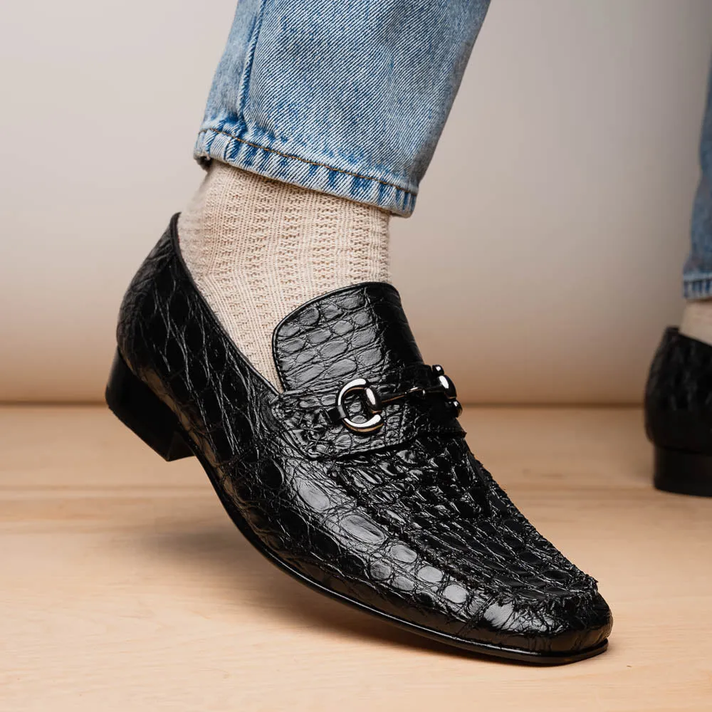 Marco Di Milano Landro in Black Caiman Loafers