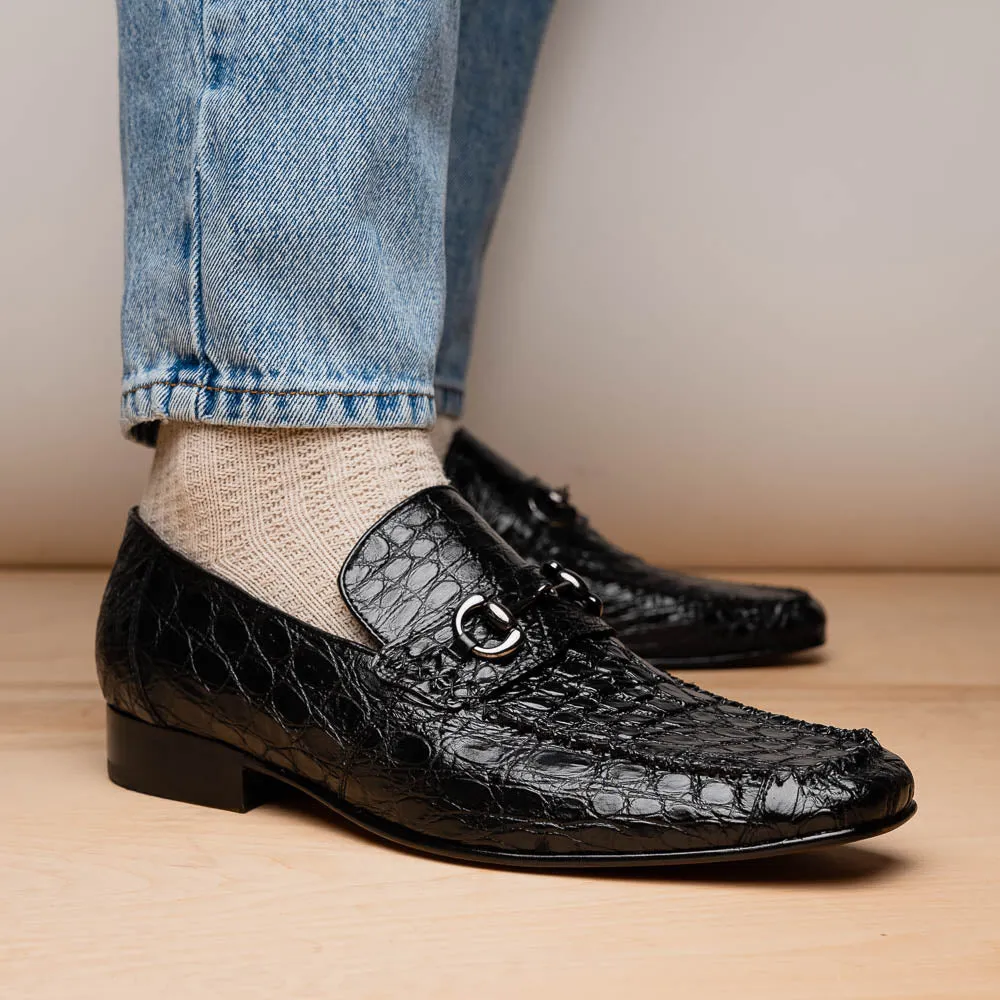 Marco Di Milano Landro in Black Caiman Loafers