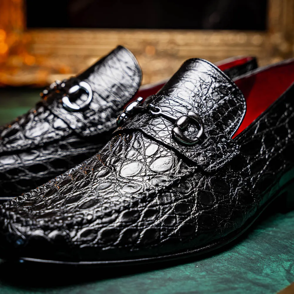 Marco Di Milano Landro in Black Caiman Loafers