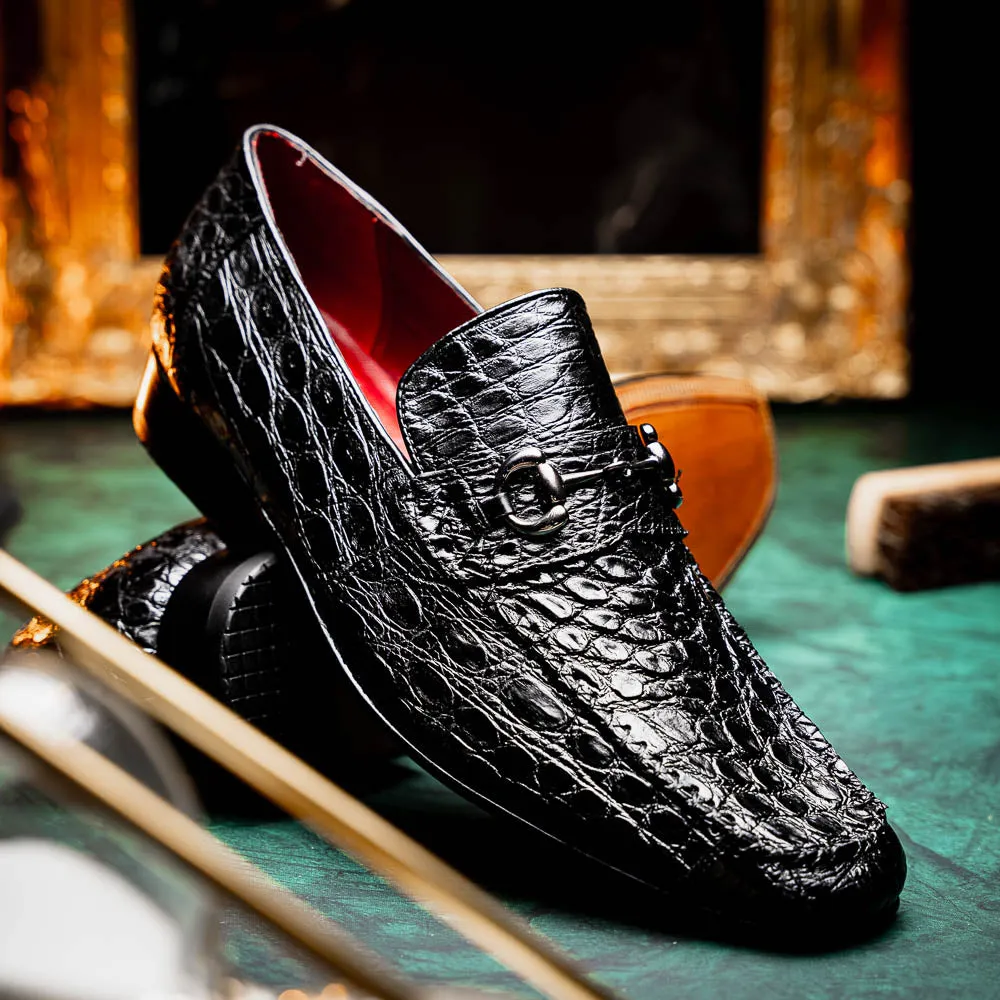 Marco Di Milano Landro in Black Caiman Loafers