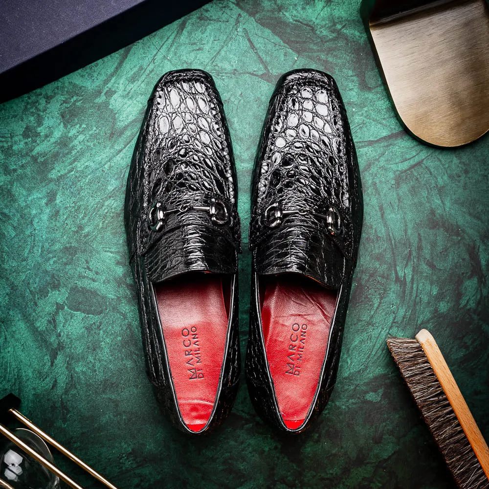 Marco Di Milano Landro in Black Caiman Loafers