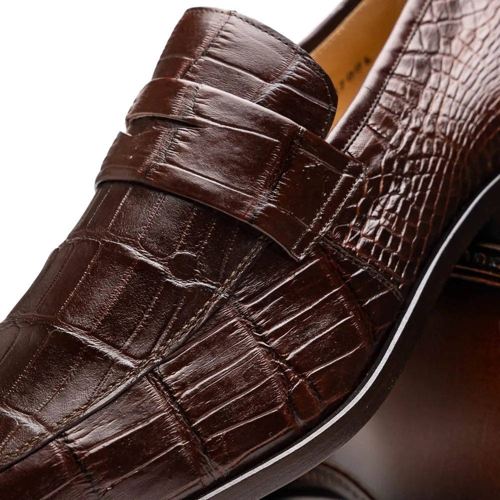 Marco Di Milano Matteo in Brown Alligator Penny Loafers