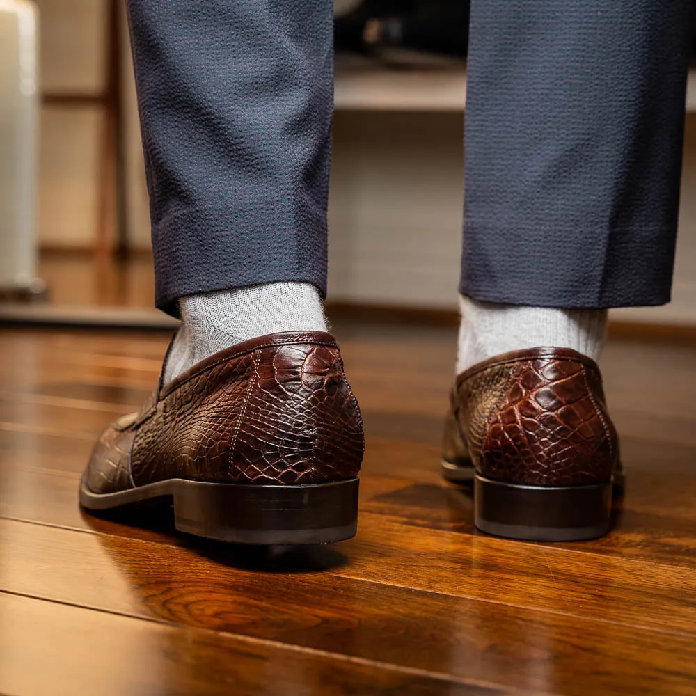 Marco Di Milano Matteo in Brown Alligator Penny Loafers