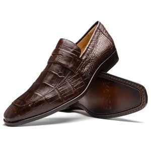 Marco Di Milano Matteo in Brown Alligator Penny Loafers