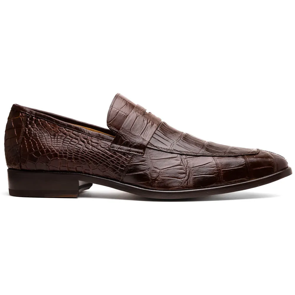 Marco Di Milano Matteo in Brown Alligator Penny Loafers