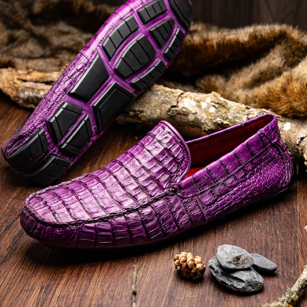 Marco Di Milano Remo in Purple Caiman Driver Loafers