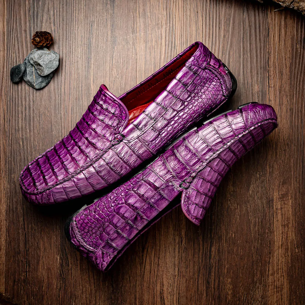 Marco Di Milano Remo in Purple Caiman Driver Loafers