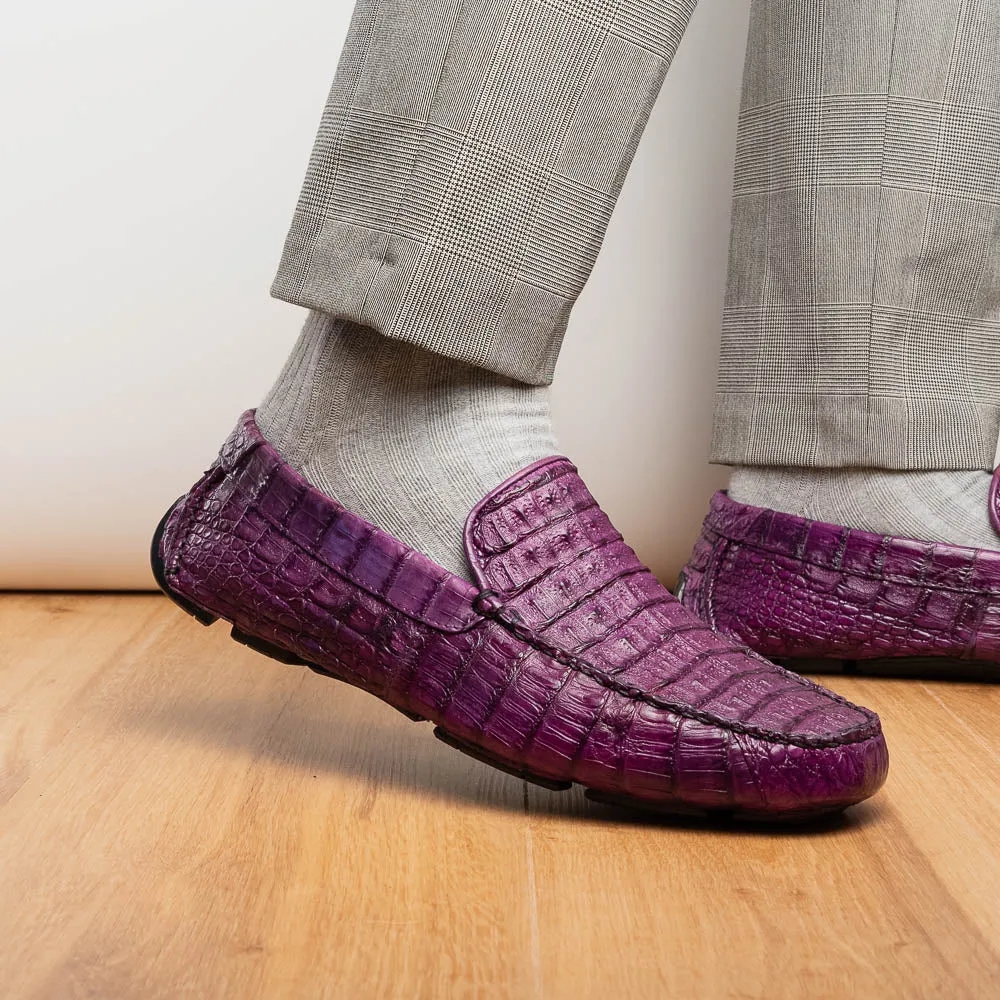 Marco Di Milano Remo in Purple Caiman Driver Loafers