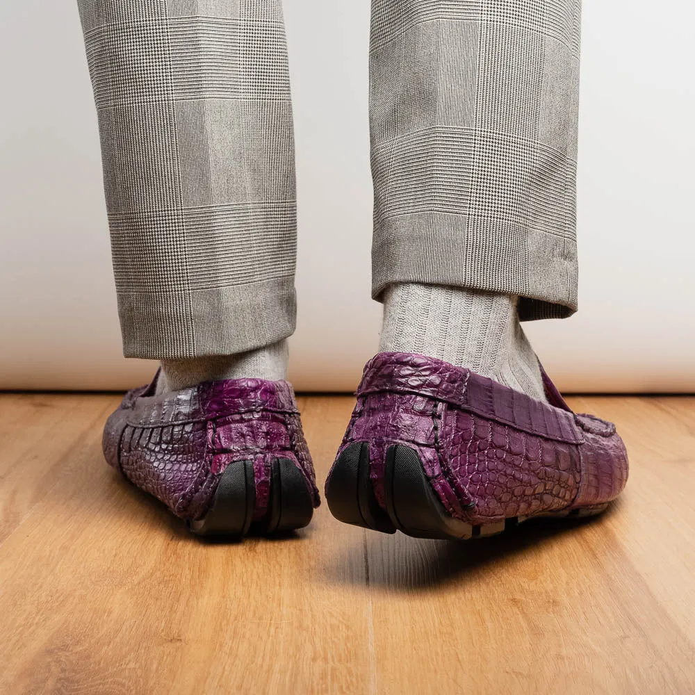 Marco Di Milano Remo in Purple Caiman Driver Loafers