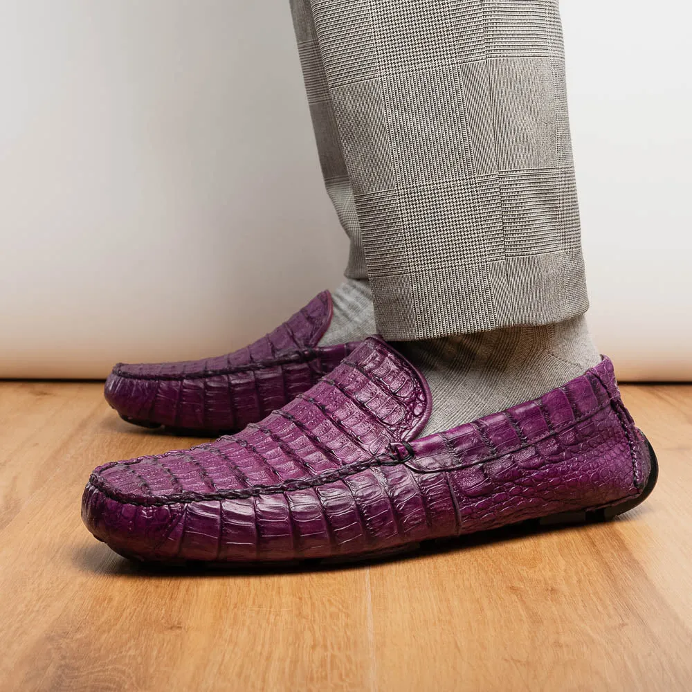 Marco Di Milano Remo in Purple Caiman Driver Loafers