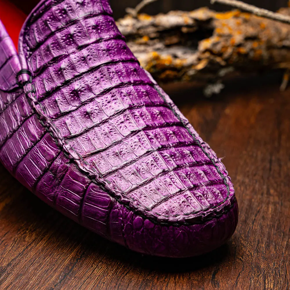 Marco Di Milano Remo in Purple Caiman Driver Loafers