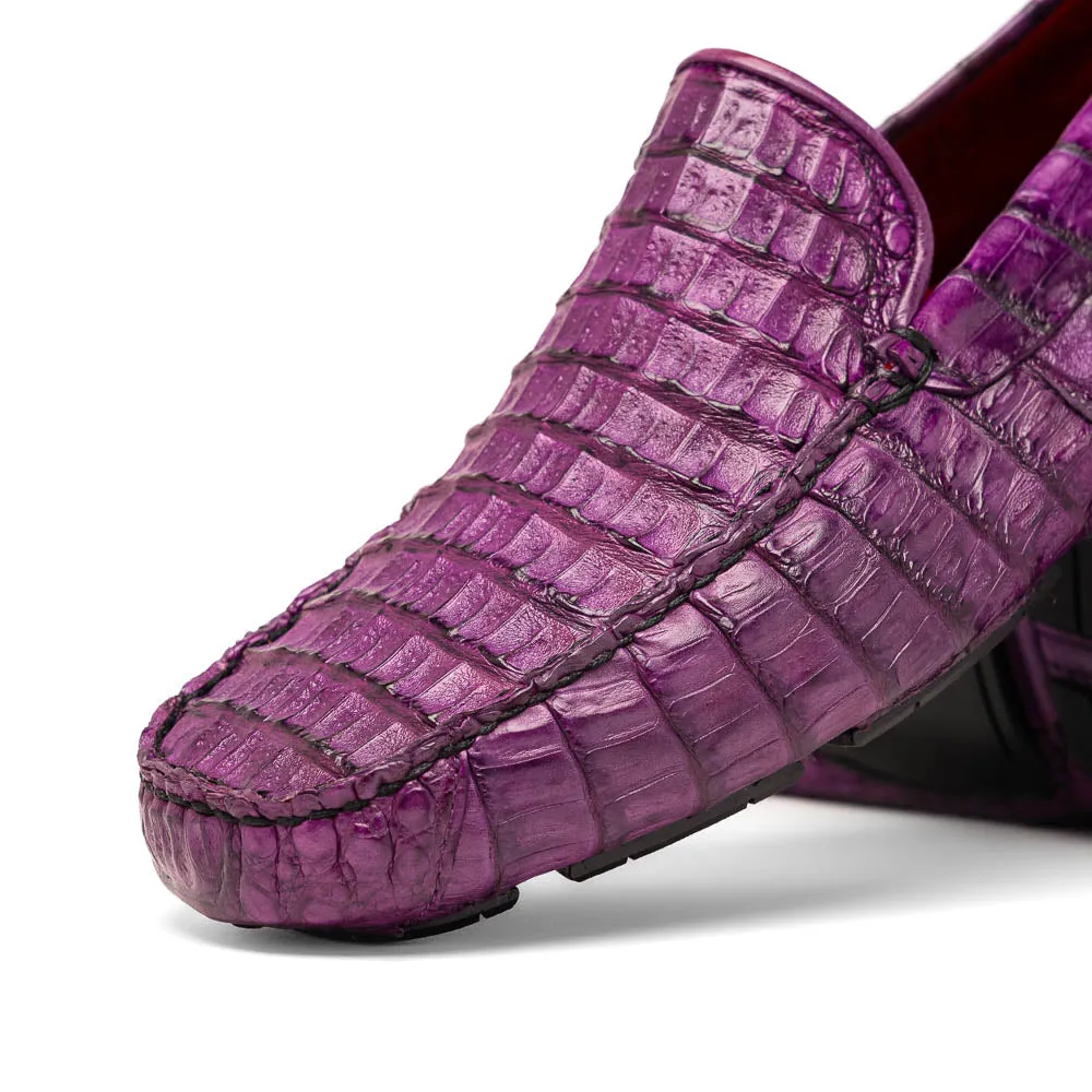 Marco Di Milano Remo in Purple Caiman Driver Loafers