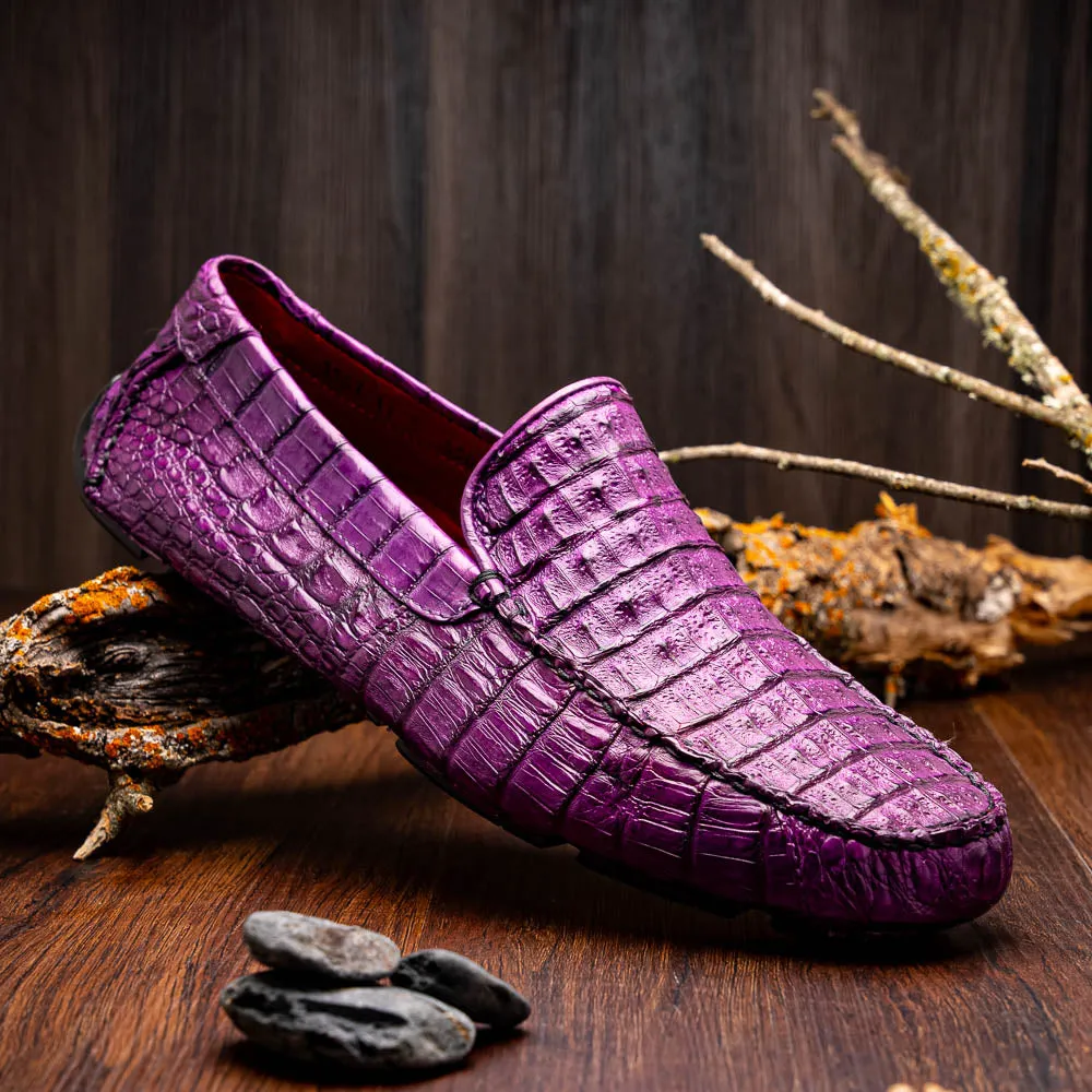 Marco Di Milano Remo in Purple Caiman Driver Loafers