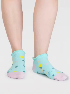 Maron Bamboo Sailing Trainer Socks in Mint by Thought