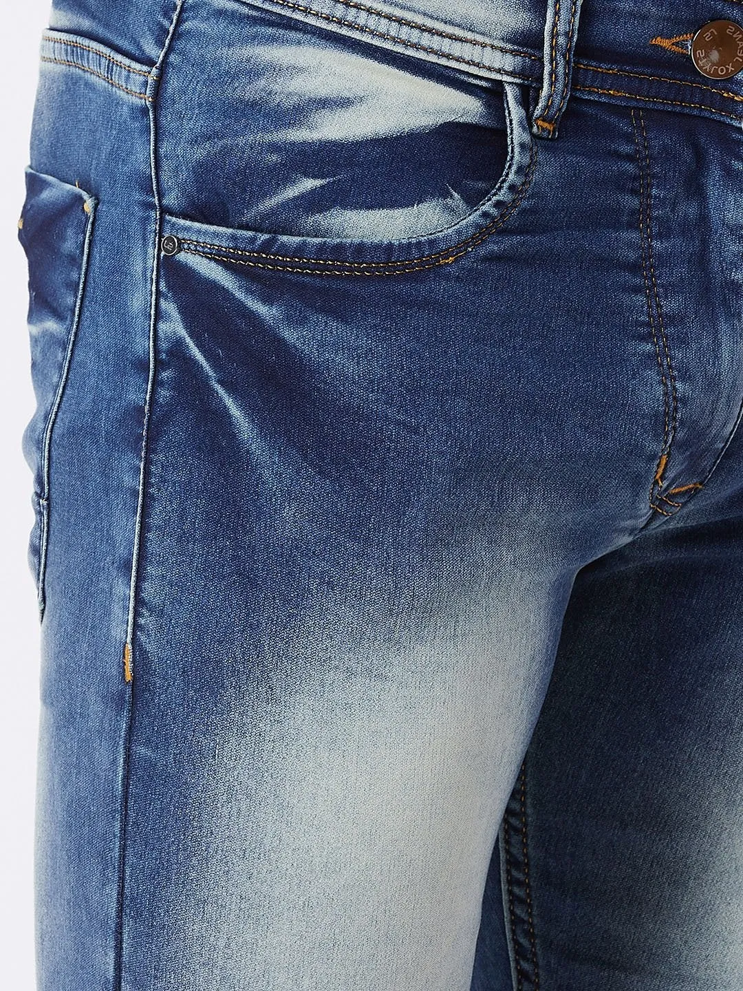 Men Blue Slim Fit Mid-Rise Clean Look Stretchable Jeans