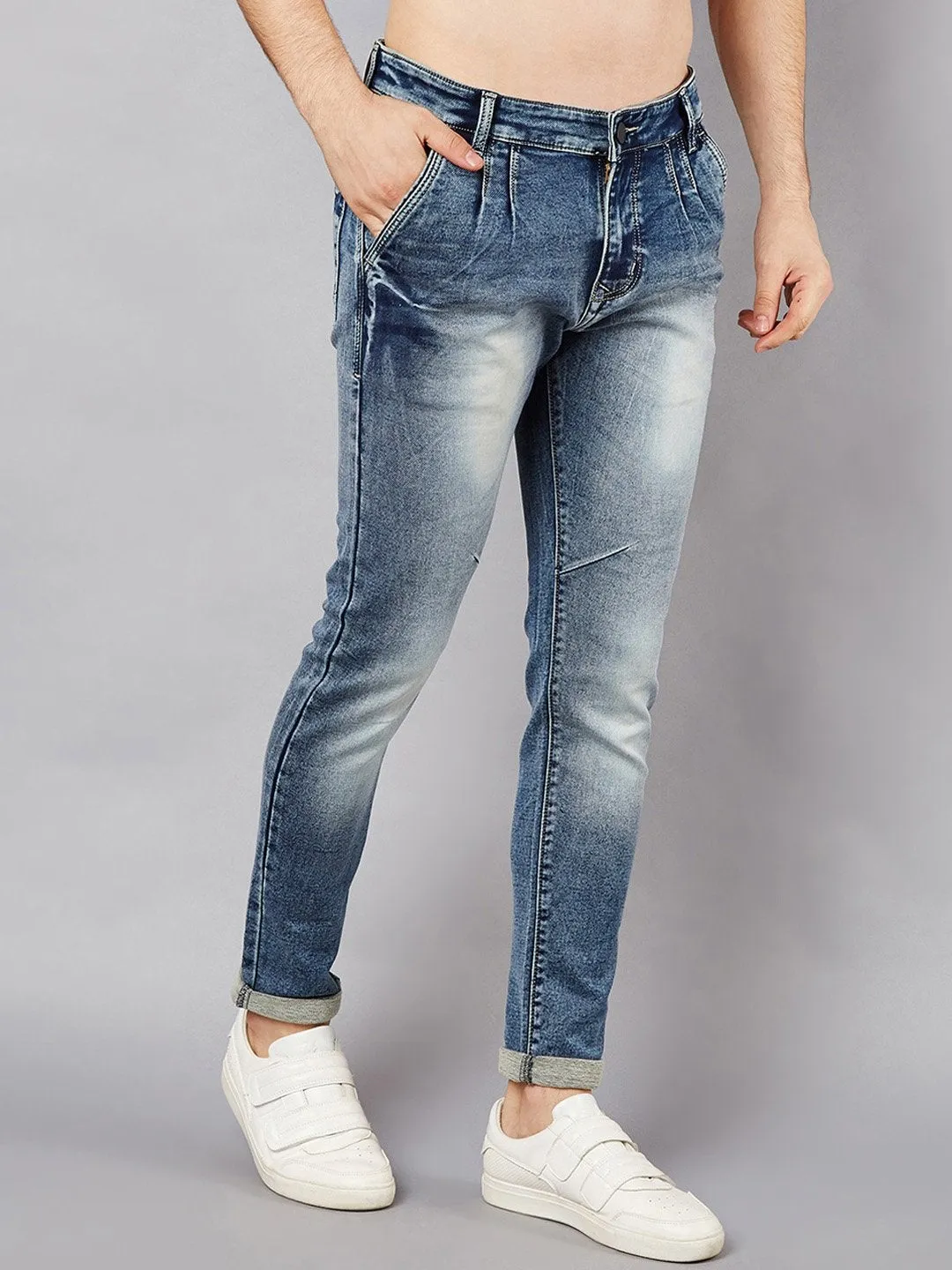 Men Blue Slim Fit Mid-Rise Clean Look Stretchable Jeans