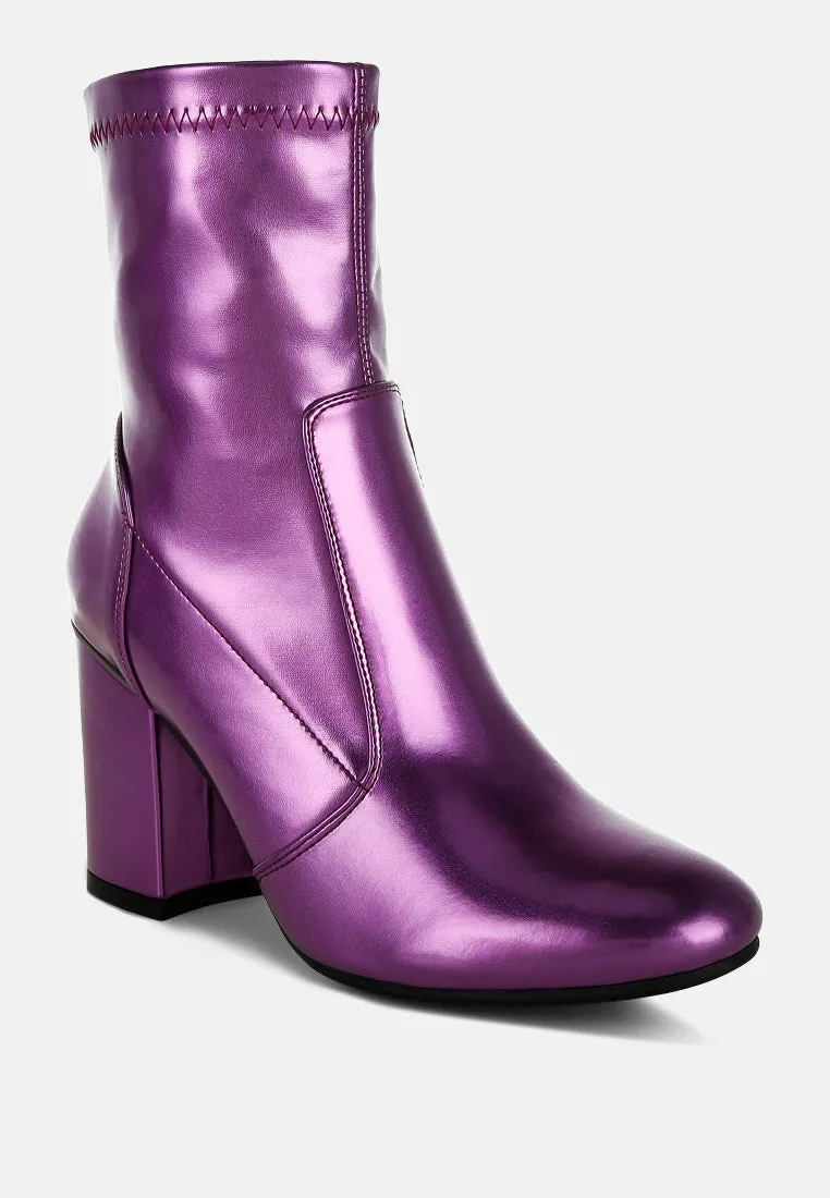 Metallic Pleather Sock Boots By RUW