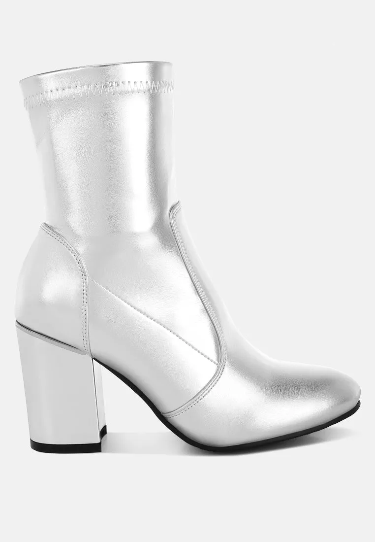 Metallic Pleather Sock Boots By RUW