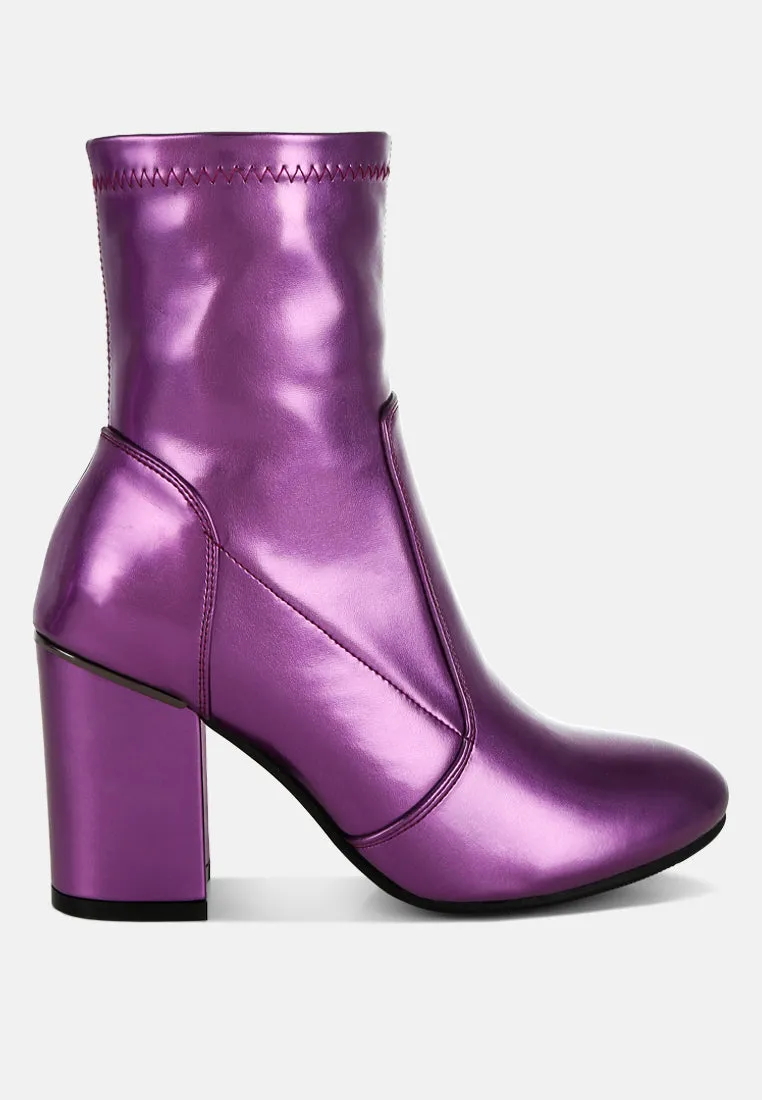 Metallic Pleather Sock Boots By RUW