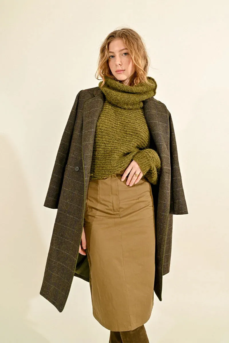 Molly Bracken Khaki Belted Pencil Skirt