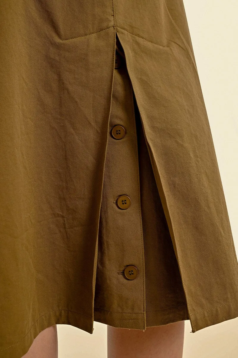 Molly Bracken Khaki Belted Pencil Skirt