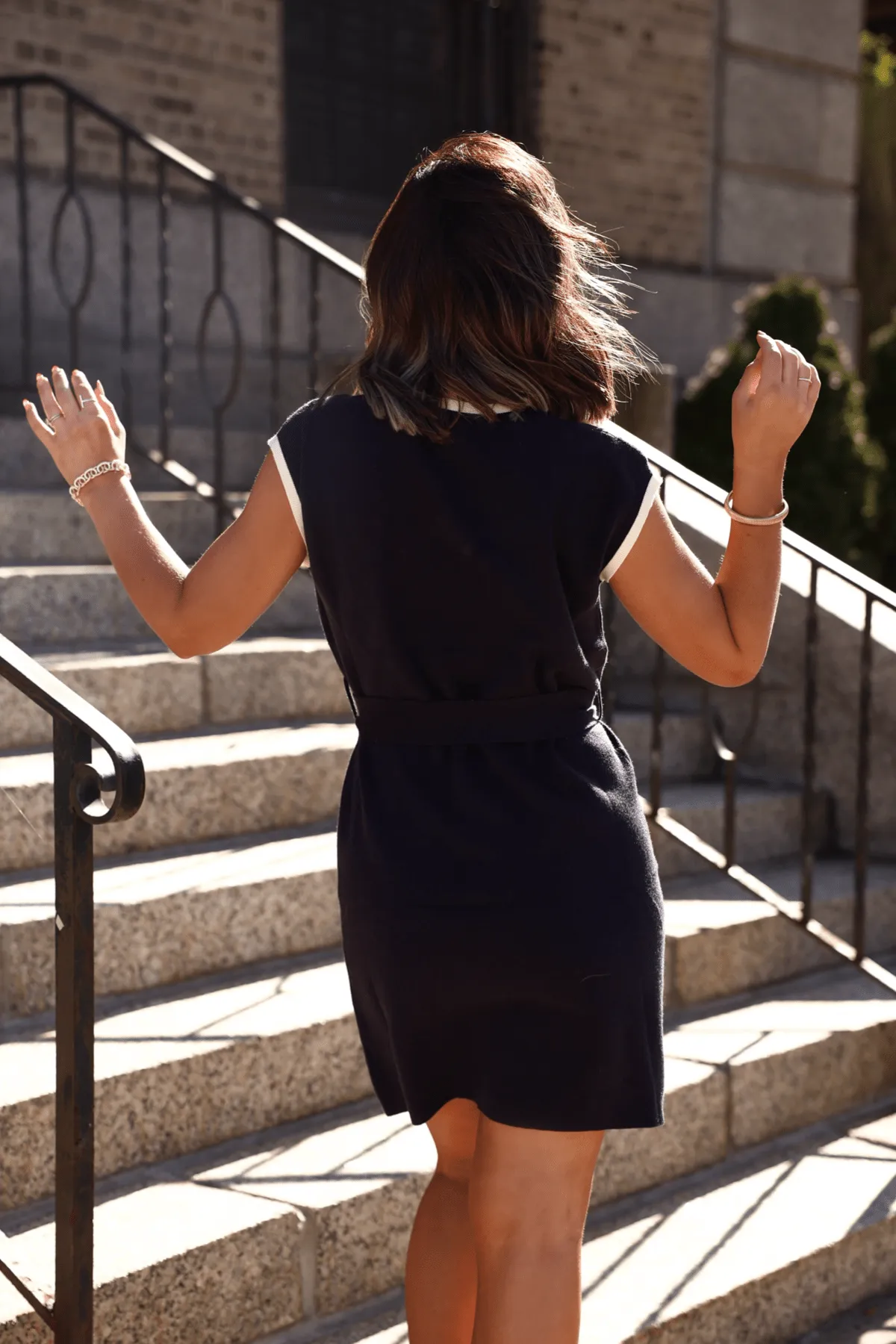 Navy Contrast Trim Athleisure Dress
