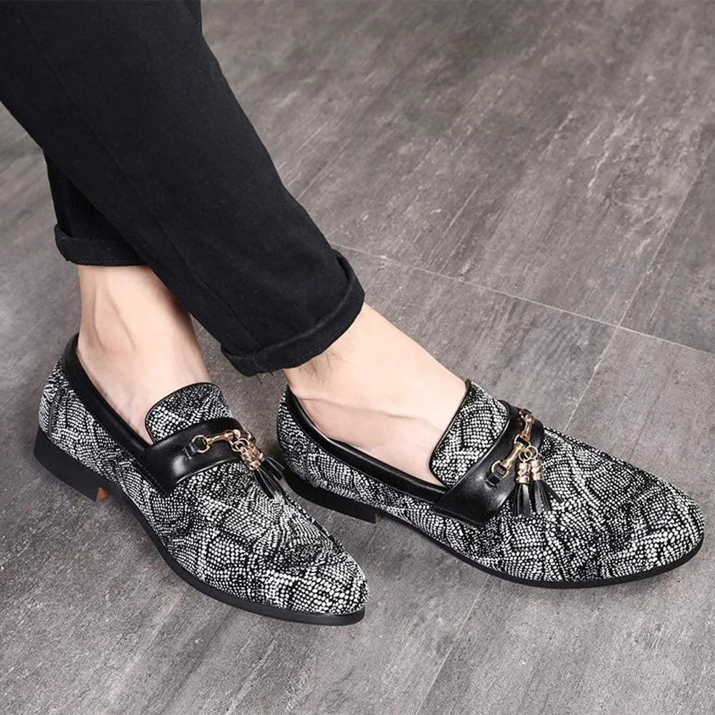 NXY Blue Penny Loafers for Men丨Premium Fabric Leather Fashion Tassel Dress Shoes &amp; Slip On Driving Shoes - Stylish Porm Loafers for Men