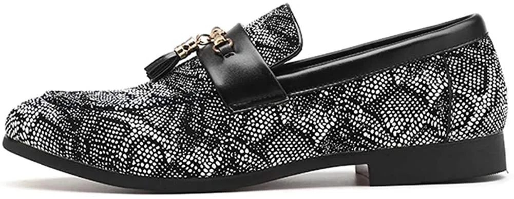 NXY Blue Penny Loafers for Men丨Premium Fabric Leather Fashion Tassel Dress Shoes &amp; Slip On Driving Shoes - Stylish Porm Loafers for Men