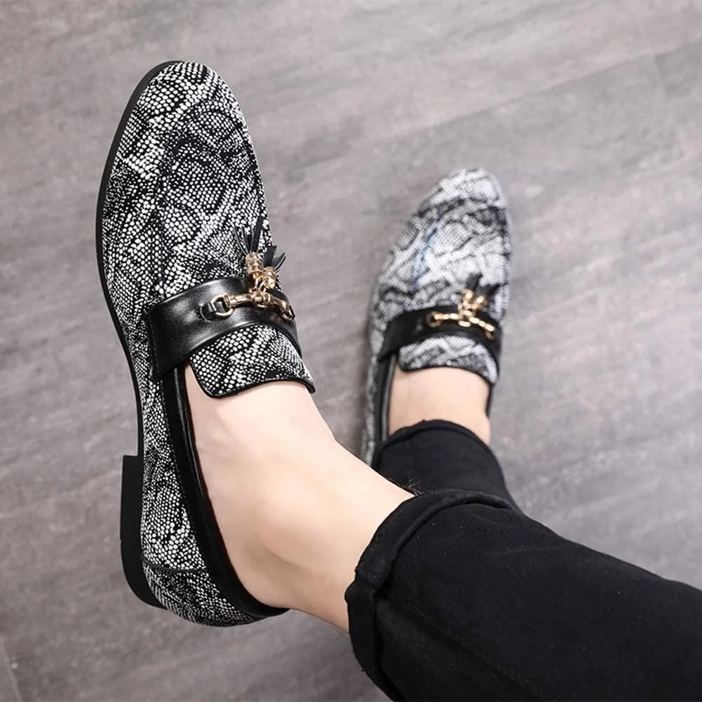 NXY Blue Penny Loafers for Men丨Premium Fabric Leather Fashion Tassel Dress Shoes &amp; Slip On Driving Shoes - Stylish Porm Loafers for Men