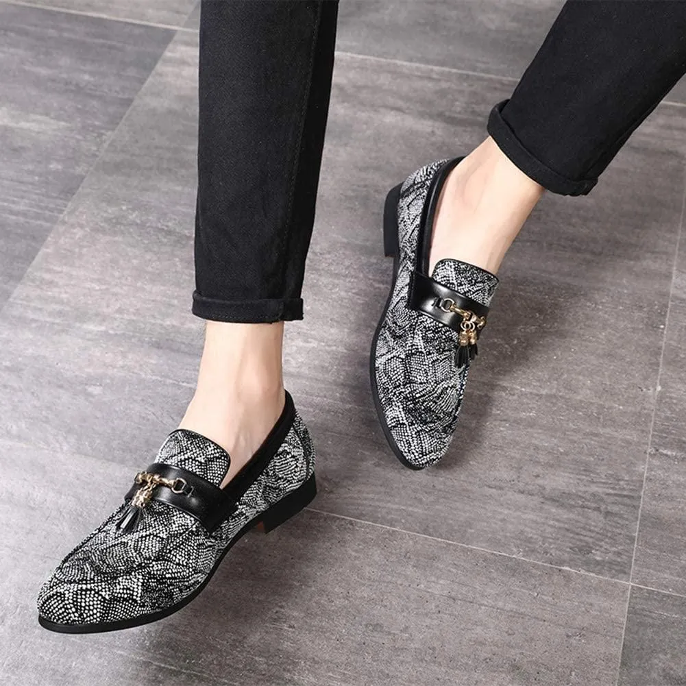 NXY Blue Penny Loafers for Men丨Premium Fabric Leather Fashion Tassel Dress Shoes &amp; Slip On Driving Shoes - Stylish Porm Loafers for Men