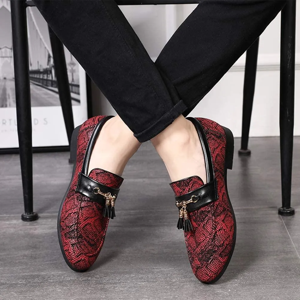 NXY Blue Penny Loafers for Men丨Premium Fabric Leather Fashion Tassel Dress Shoes &amp; Slip On Driving Shoes - Stylish Porm Loafers for Men
