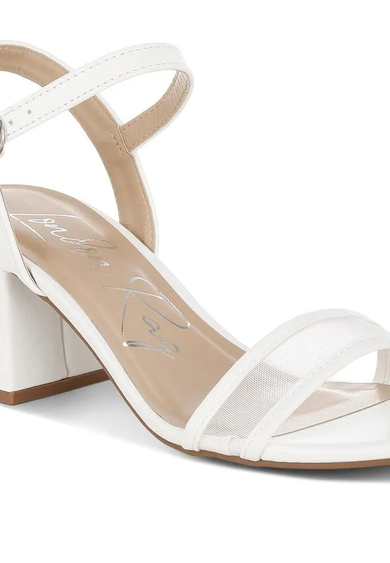 Orpina Mesh Block Heels – Pin Buckle, Open Toe, 2.5” Thick Heel