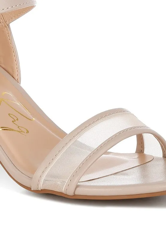 Orpina Mesh Block Heels – Pin Buckle, Open Toe, 2.5” Thick Heel