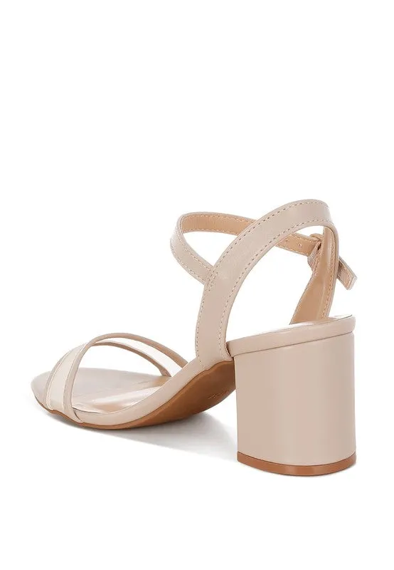 Orpina Mesh Block Heels – Pin Buckle, Open Toe, 2.5” Thick Heel
