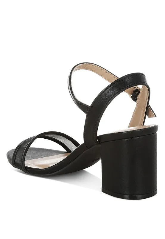 Orpina Mesh Block Heels – Pin Buckle, Open Toe, 2.5” Thick Heel