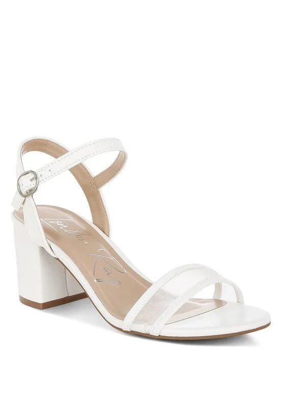 Orpina Mesh Block Heels – Pin Buckle, Open Toe, 2.5” Thick Heel