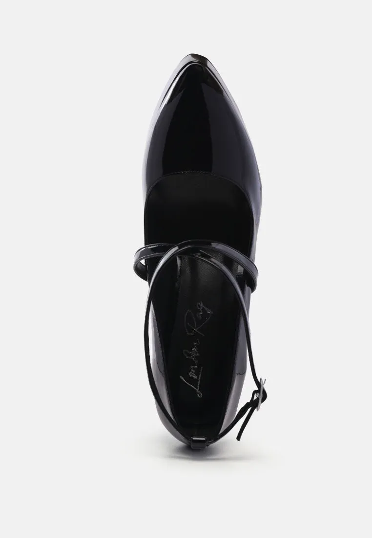 Patent Faux Leather Cross Strap Pumps By Ruw