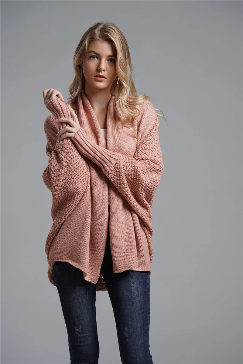 Pink Batwing Loose Fit Cardigan