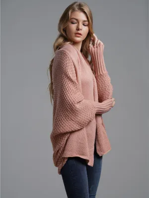 Pink Batwing Loose Fit Cardigan