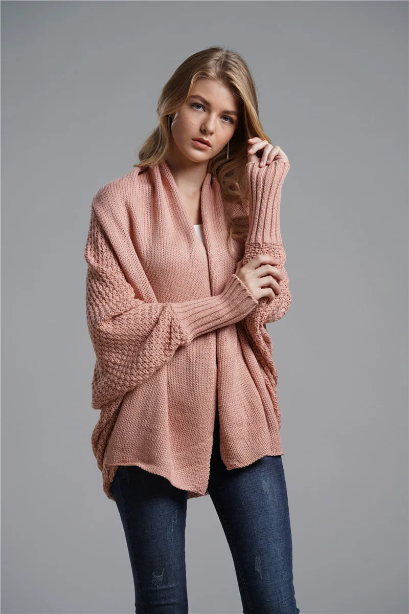 Pink Batwing Loose Fit Cardigan