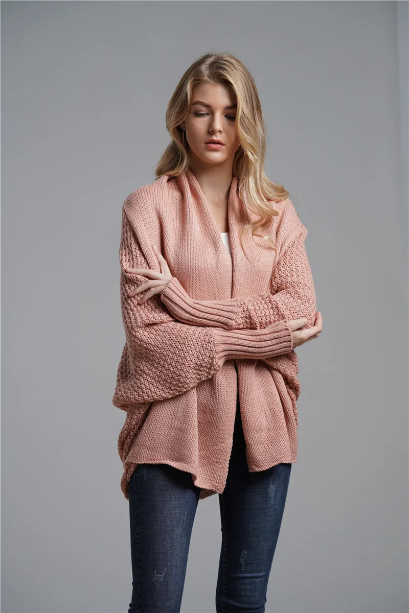 Pink Batwing Loose Fit Cardigan