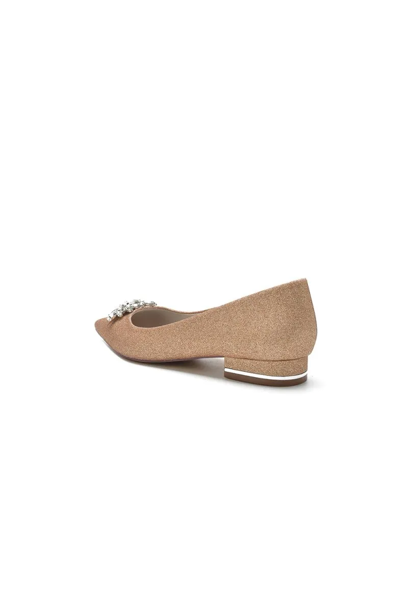 Pointed Toe Rhinestone Slip-on Low Heels