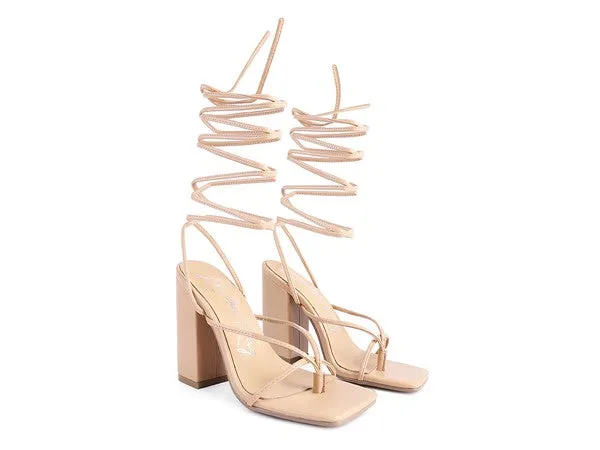 Pole Dance Lace Up Block Heeled Sandal