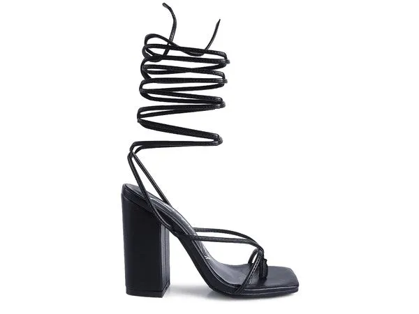 Pole Dance Lace Up Block Heeled Sandal