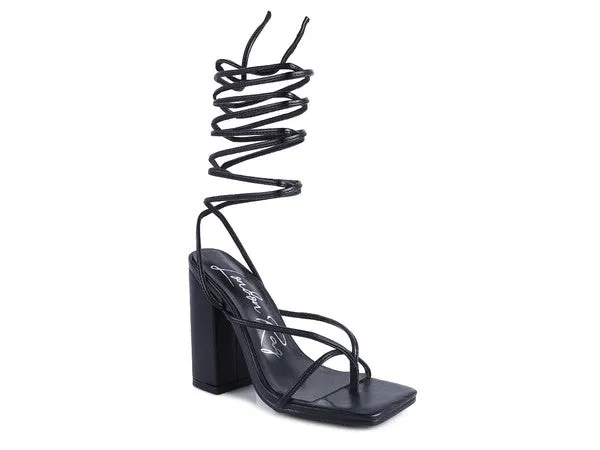 Pole Dance Lace Up Block Heeled Sandal