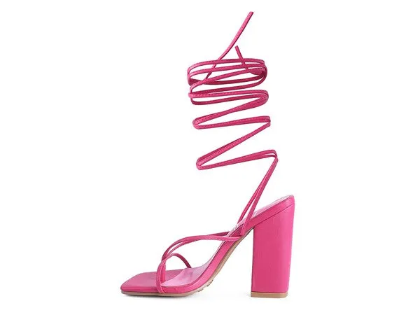 Pole Dance Lace Up Block Heeled Sandal